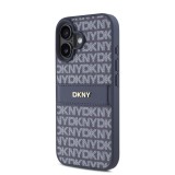 DKNY PU Leather Repeat Pattern Tonal Stripe Zadní Kryt pro iPhone 16 Blue