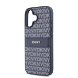 DKNY PU Leather Repeat Pattern Tonal Stripe Zadní Kryt pro iPhone 16 Blue