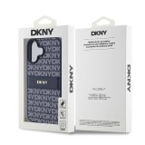 DKNY PU Leather Repeat Pattern Tonal Stripe Zadní Kryt pro iPhone 16 Blue