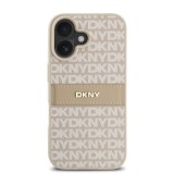 DKNY PU Leather Repeat Pattern Tonal Stripe Zadní Kryt pro iPhone 16 Plus Pink