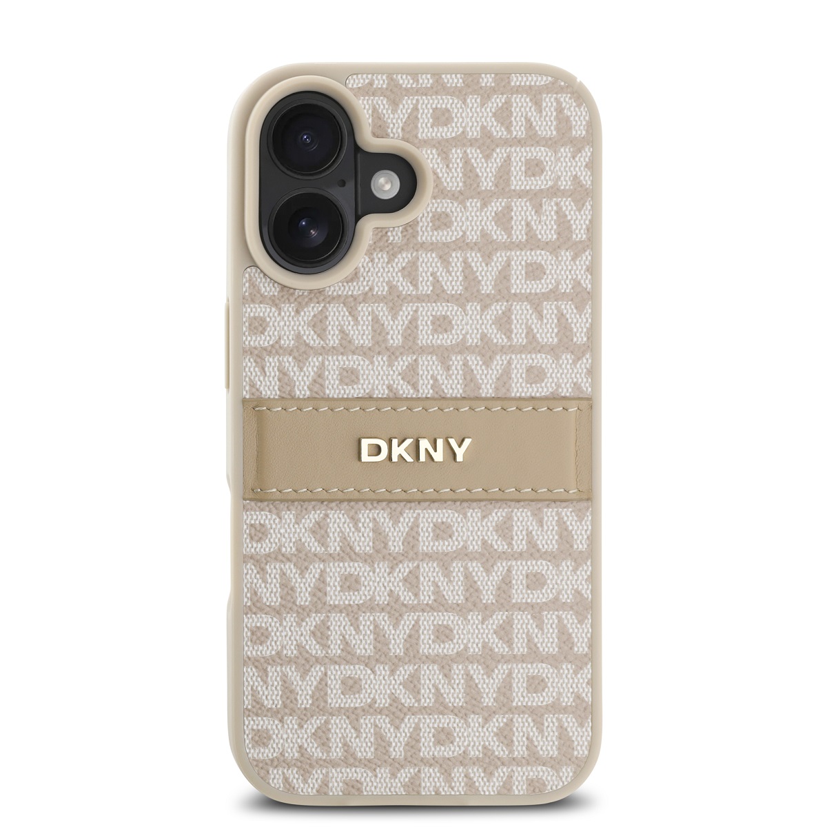 DKNY PU Leather Repeat Pattern Tonal Stripe Zadní Kryt pro iPhone 16 Pink