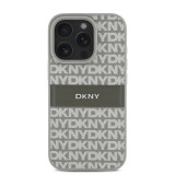 DKNY PU Leather Repeat Pattern Tonal Stripe Zadní Kryt pro iPhone 16 Pro Max Beige