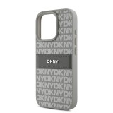 DKNY PU Leather Repeat Pattern Tonal Stripe Zadní Kryt pro iPhone 16 Pro Max Beige