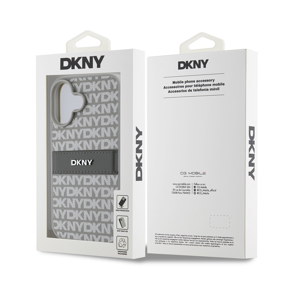 DKNY PU Leather Repeat Pattern Tonal Stripe Zadní Kryt pro iPhone 16 Beige