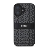 DKNY PU Leather Repeat Pattern Tonal Stripe Zadní Kryt pro iPhone 16 Black