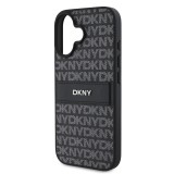 DKNY PU Leather Repeat Pattern Tonal Stripe Zadní Kryt pro iPhone 16 Black