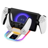 Nabíjecí stanice s RGB iPega P5P11 2v1 pro Playstation Portal a PS5 gamepad bílá