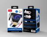 Nabíjecí stanice s RGB iPega P5P11 2v1 pro Playstation Portal a PS5 gamepad bílá