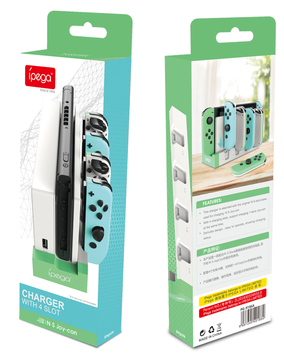 Nabíjecí stanice iPega 9186 pro N-Switch a Joy-con bílá / zelená