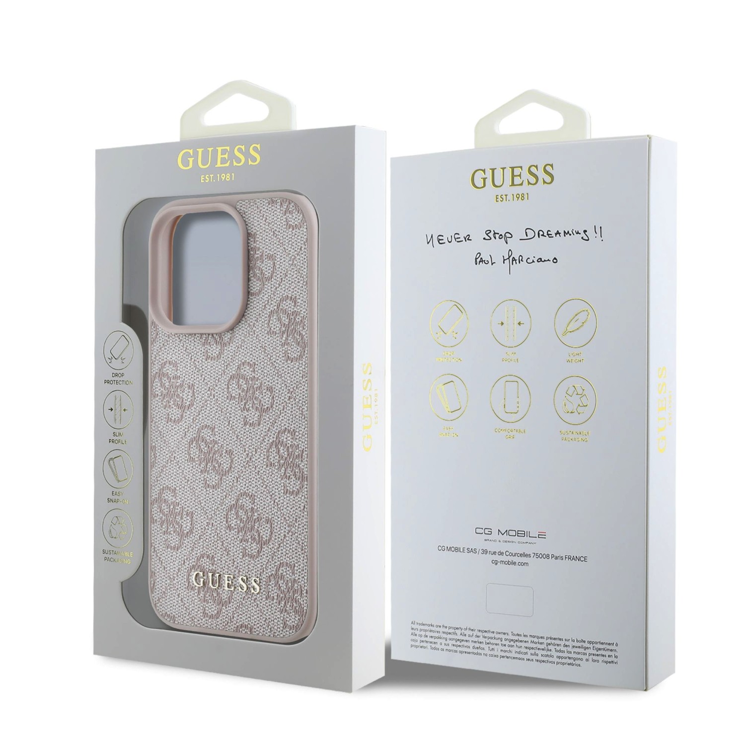 Guess 4G Charm Zadní Kryt pro iPhone 16 Pro Tone on Tone Pink