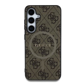 Zadný kryt Guess PU Leather 4G Colored Ring MagSafe pre Samsung Galaxy S25, hnedá