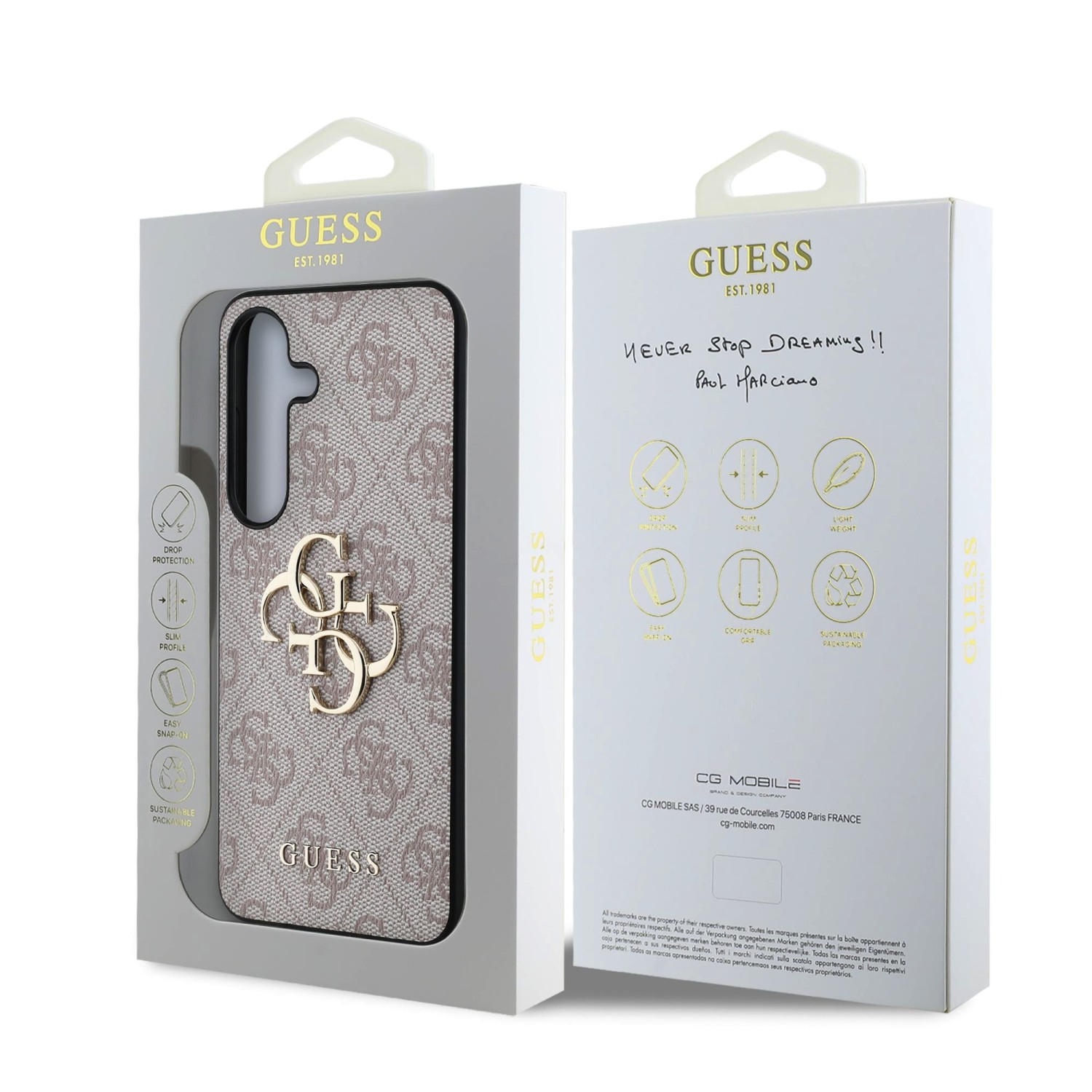 Guess PU 4G Metal Logo Zadní Kryt pro Samsung Galaxy S25 Pink