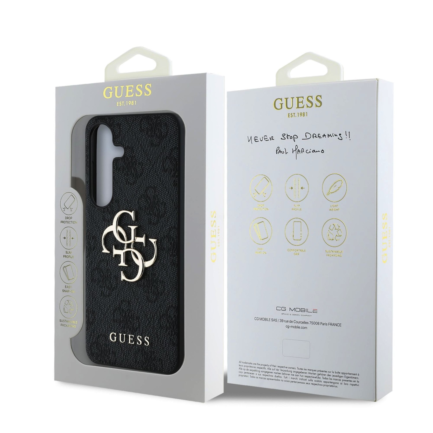 Guess PU 4G Metal Logo Zadní Kryt pro Samsung Galaxy S25+ Grey