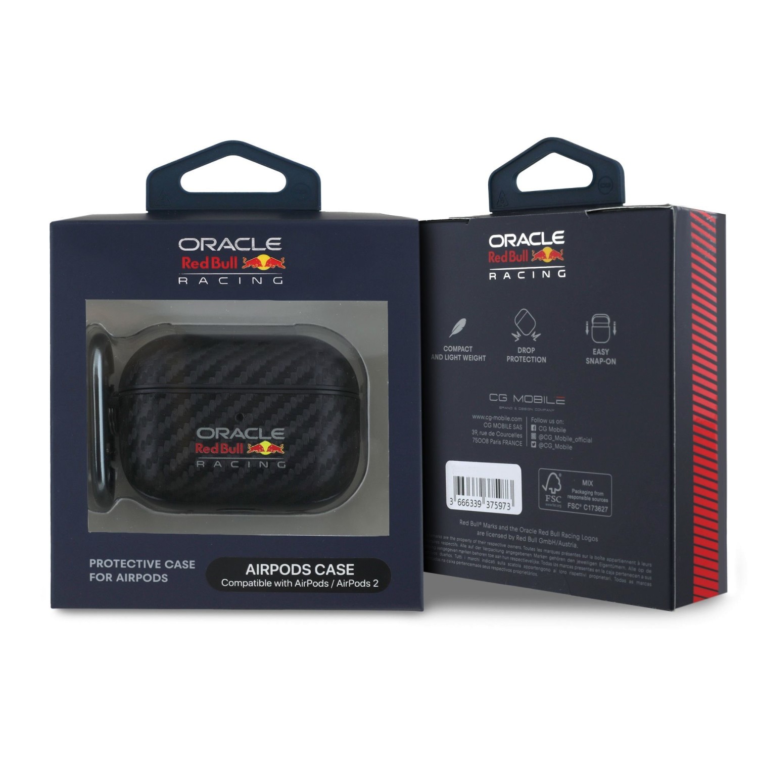 Red Bull PU Karbonové Pouzdro pro AirPods Pro 2 Black