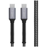Nabíjecí a datový odolný kabel FIXED Armor, USB-C/USB-C, podpora PD, 1.2 m, USB 2.0, 240W, šedá