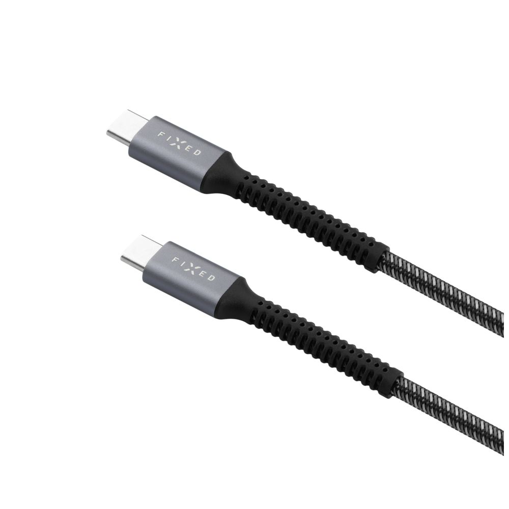 Nabíjecí a datový odolný kabel FIXED Armor, USB-C/USB-C, podpora PD, 1.2 m, USB 2.0, 240W, šedá