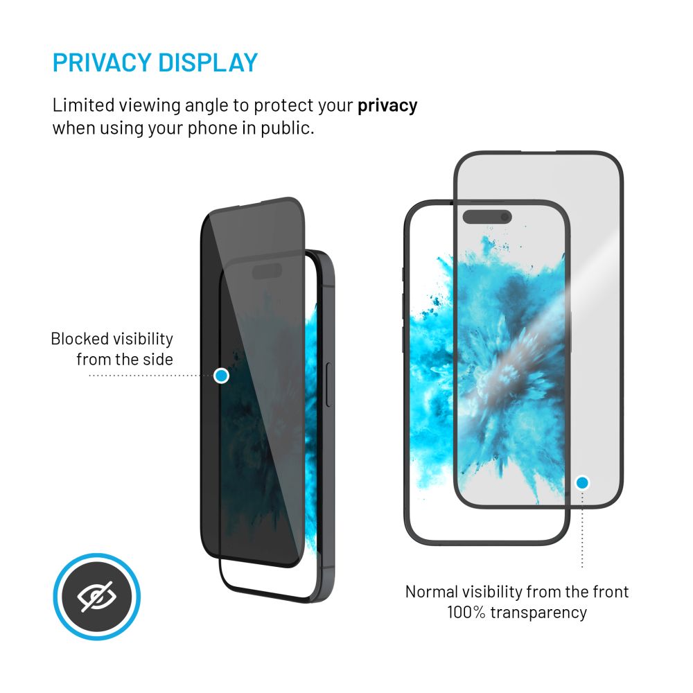 Ochranné tvrzené sklo FIXED Privacy Full-Cover pro Apple iPhone 16, lepení přes celý displej, černé