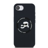 Karl Lagerfeld Liquid Silicone K&CH Heads MagSafe Zadní Kryt pro iPhone SE4 Black
