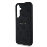 Guess PU Leather 4G Colored Ring MagSafe Zadní Kryt pro Samsung Galaxy S25 Black