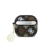 Guess PU 4G Peony Charm Pouzdro pro AirPods 4 Brown