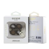 Guess PU 4G Peony Charm Pouzdro pro AirPods 4 Brown