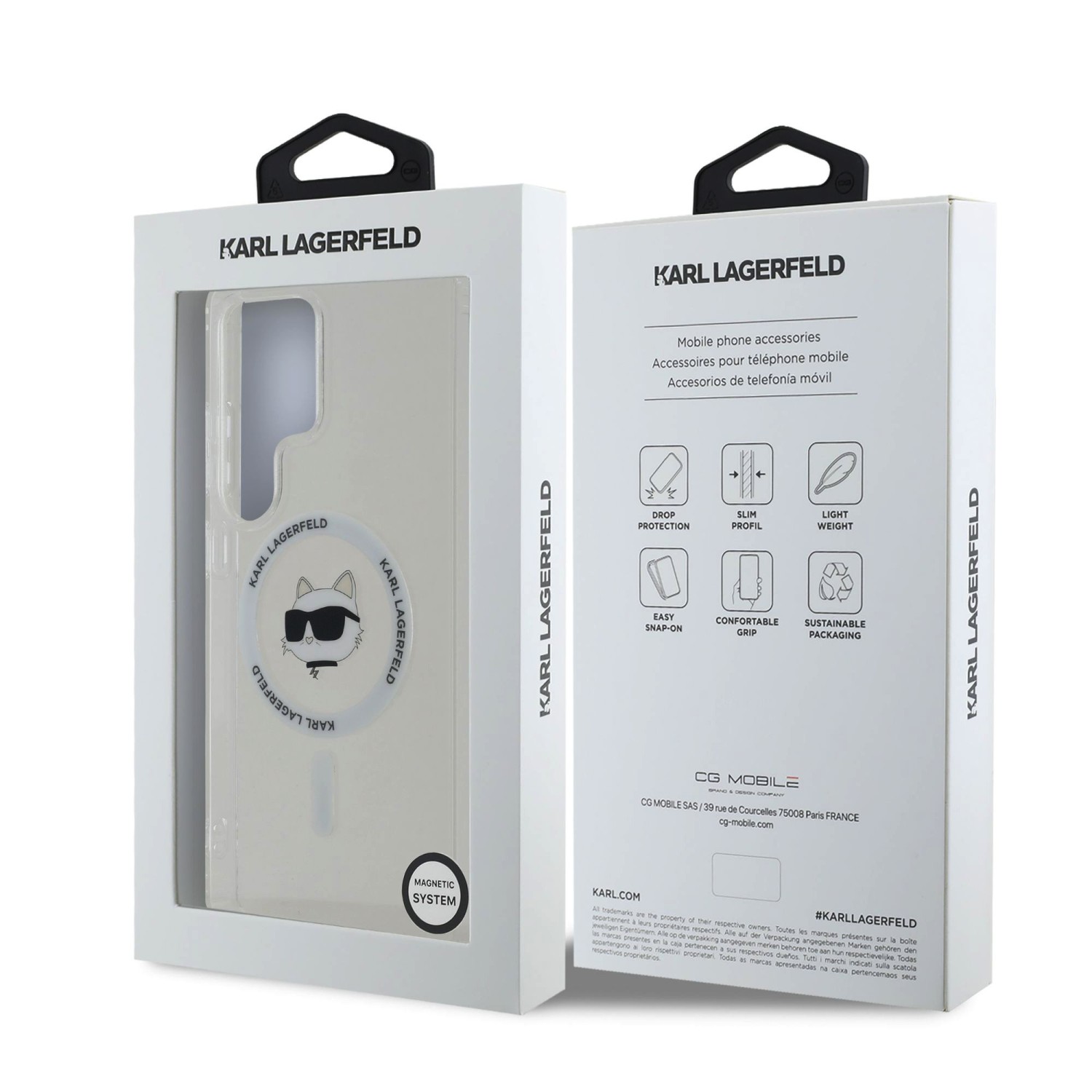 Karl Lagerfeld IML Choupette Head MagSafe Zadní Kryt pro Samsung Galaxy S25 Ultra Transparent