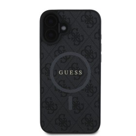 Zadný kryt Guess PU Leather 4G Colored Ring MagSafe pre Apple iPhone 16e, čierna