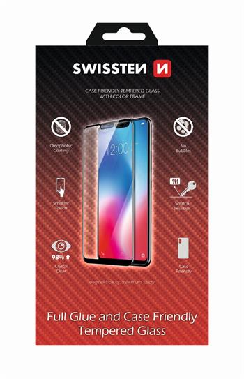 Tvrzené sklo Swissten Full Glue, Color Frame, Case Friendly pro Apple iPhone 16e, černá