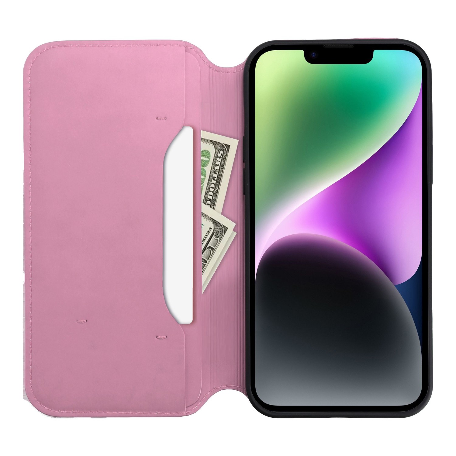 DUAL POCKET Book case for XIAOMI Redmi Note 14 4G light pink