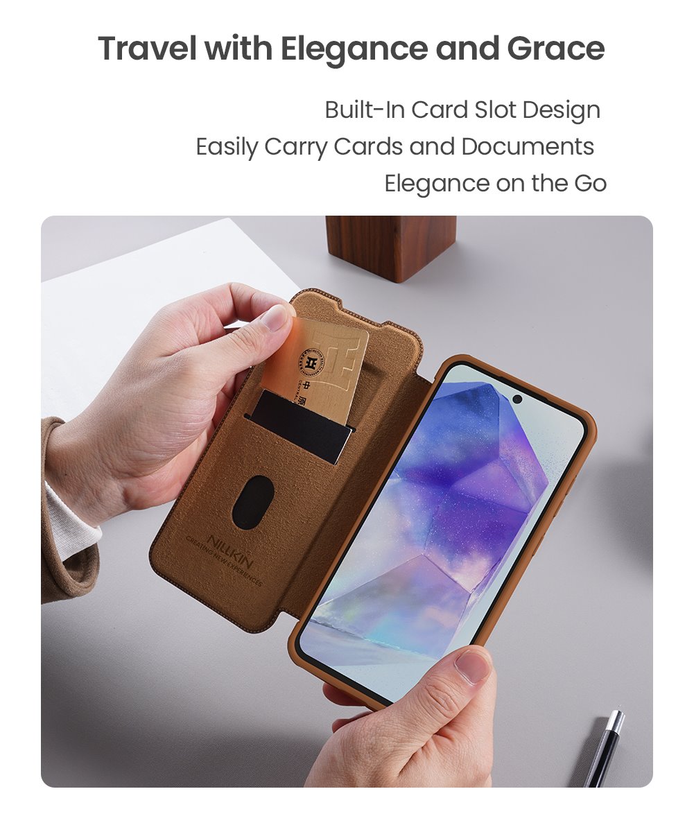 Nillkin Qin Book PRO Pouzdro pro Samsung Galaxy A56 5G Brown