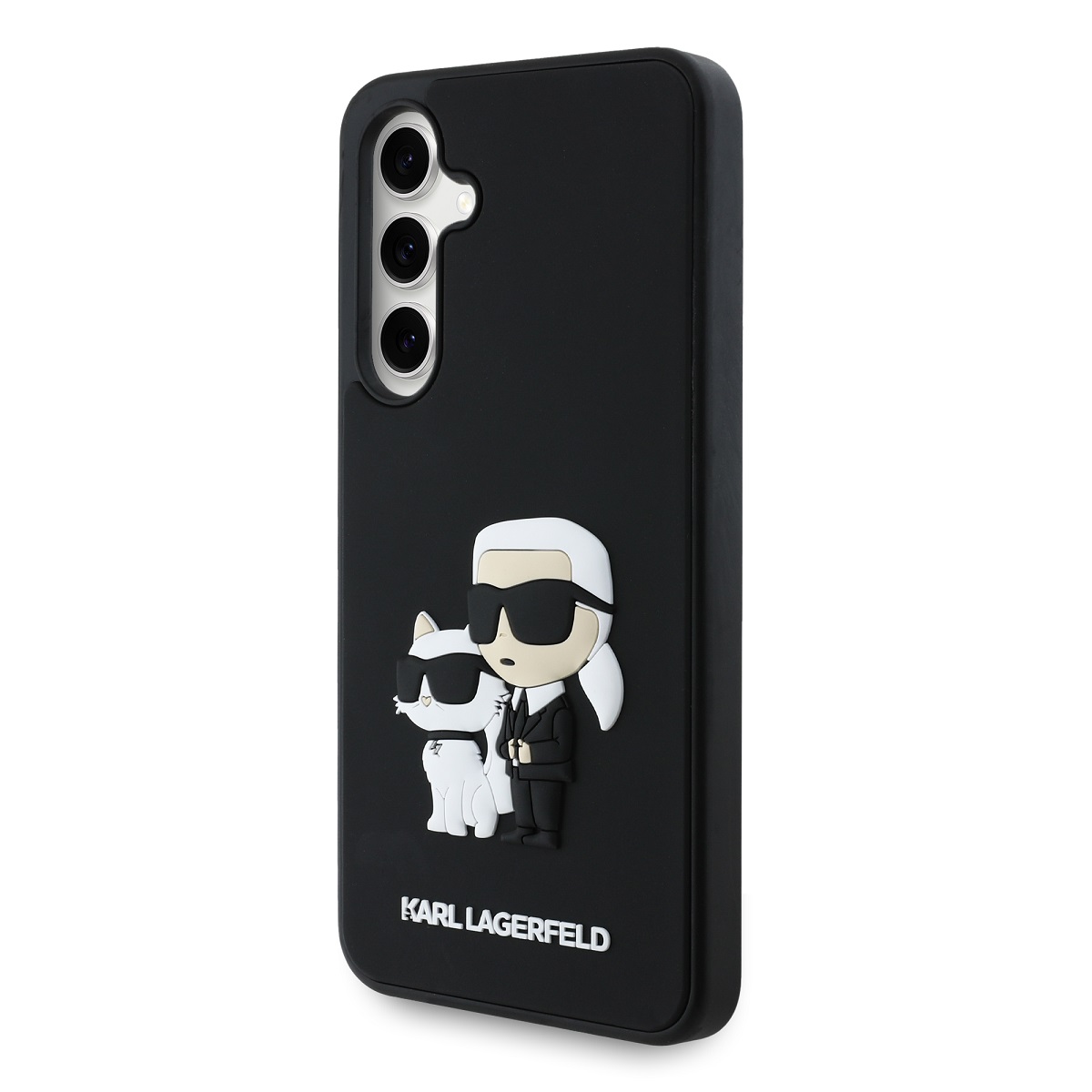 Karl Lagerfeld 3D Rubber Karl and Choupette Zadní Kryt pro Samsung Galaxy S24 FE Black