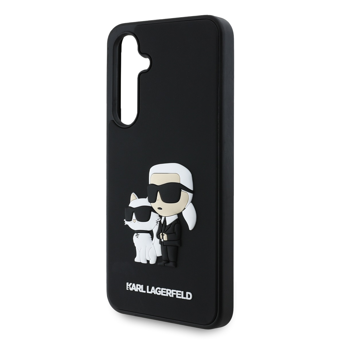 Karl Lagerfeld 3D Rubber Karl and Choupette Zadní Kryt pro Samsung Galaxy S24 FE Black