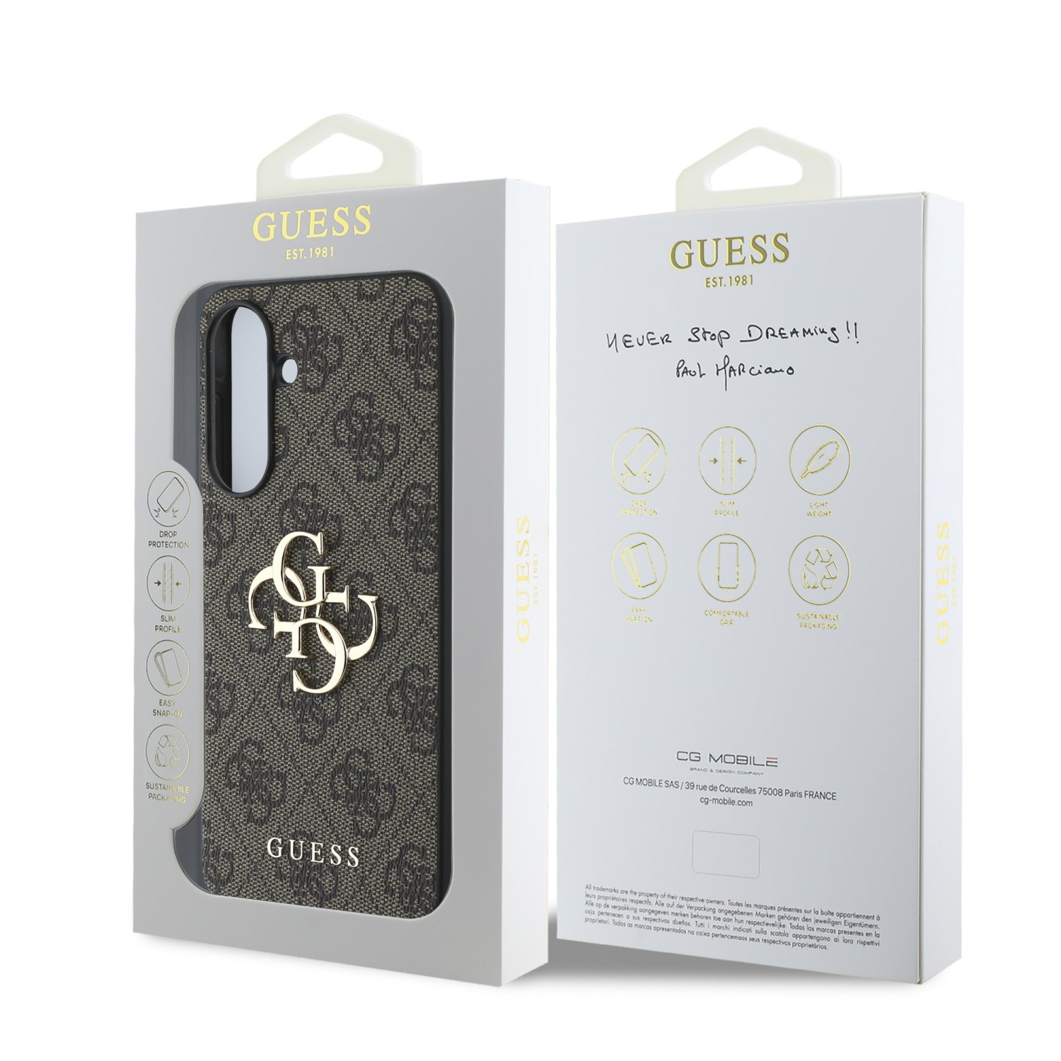 Guess PU 4G Metal Logo Zadní Kryt pro Samsung Galaxy A56 Brown