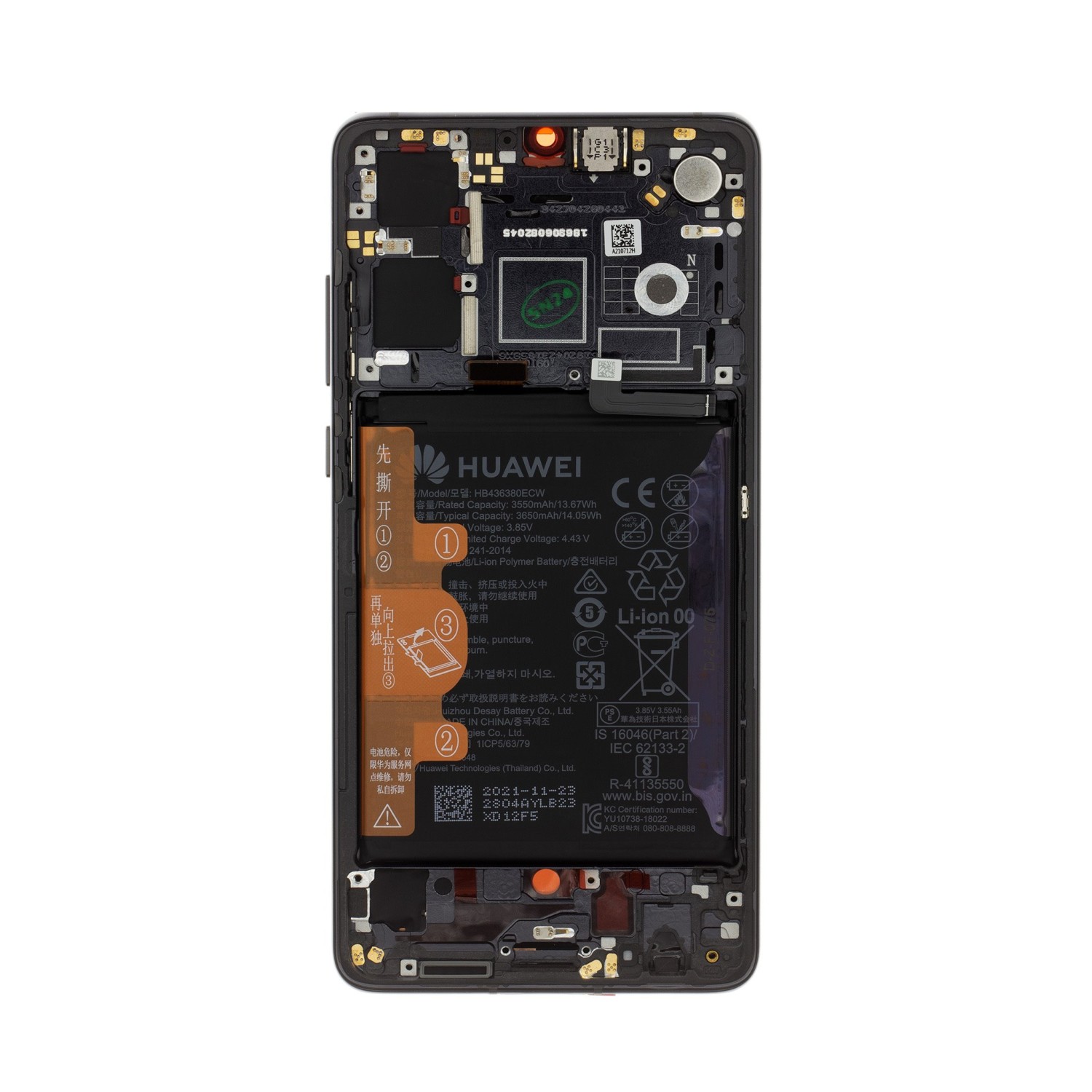 LCD Display + Dotyková Deska + Přední Kryt (Bez Otisku Prstu) Huawei P30 Aurora Blue (Service Pack)