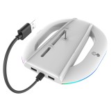 iPega P5S035SA Vertikální Stojan (2xUSB-A) s RGB pro PS5 Slim/PS5 Pro White