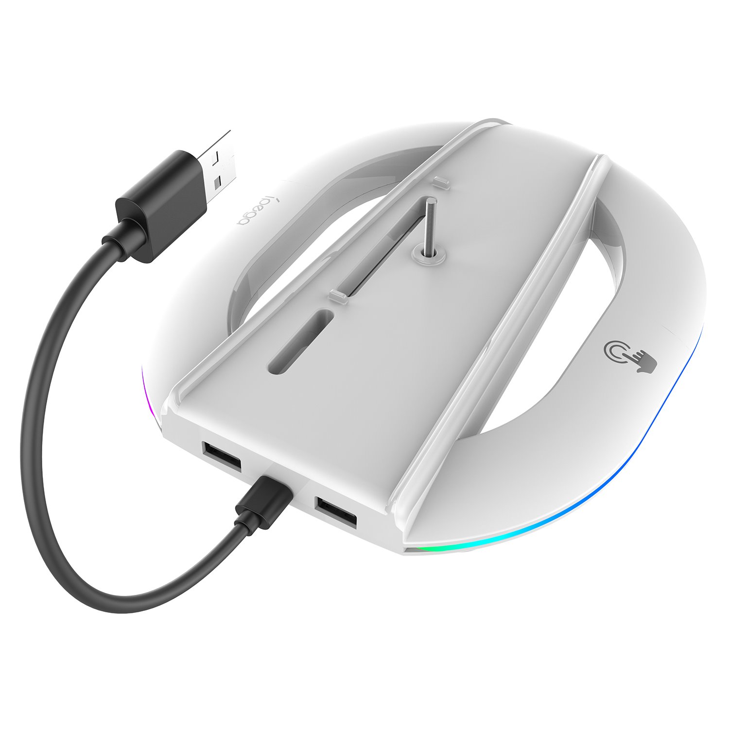 iPega P5S035SA Vertikální Stojan (2xUSB-A) s RGB pro PS5 Slim/PS5 Pro White