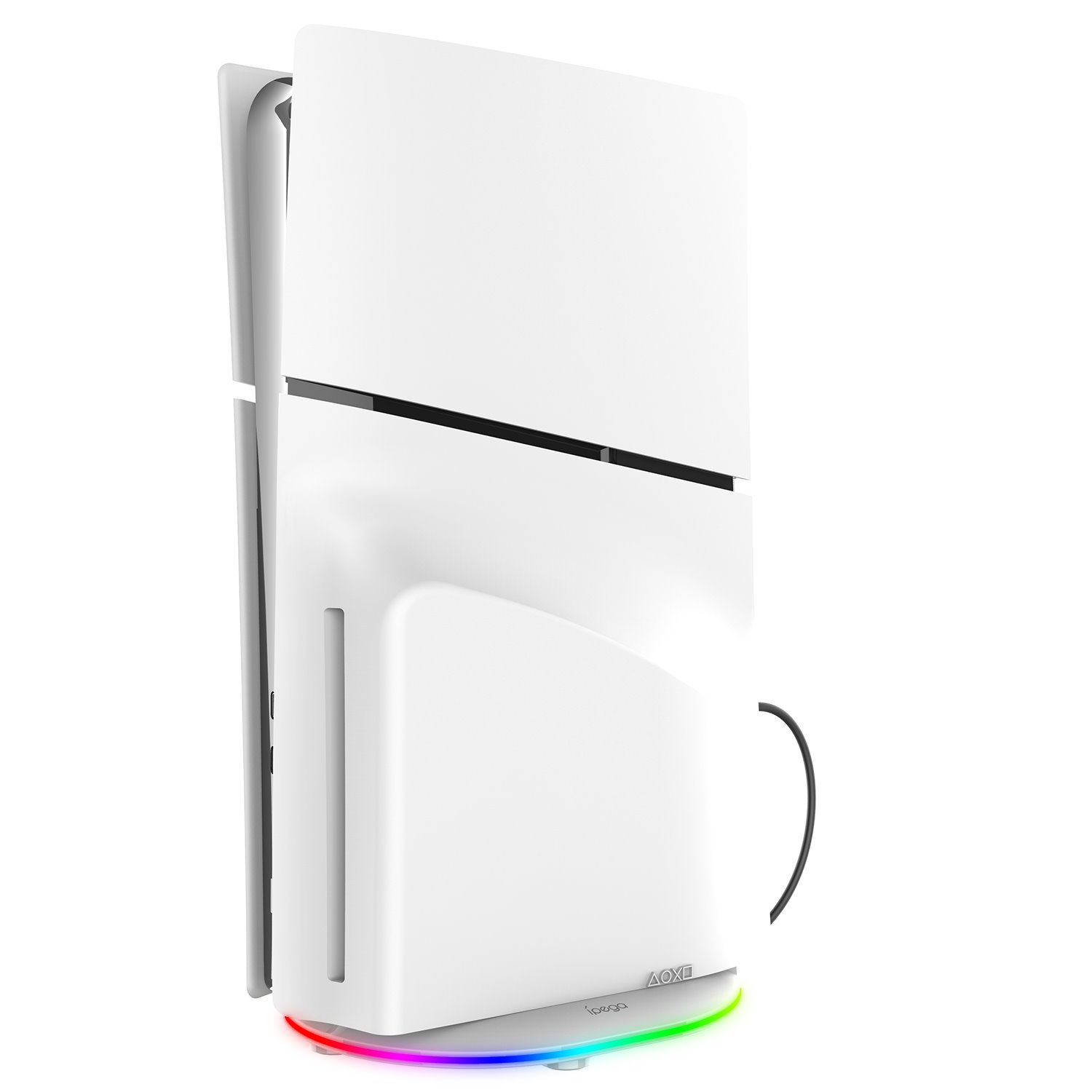 iPega P5S035SA Vertikální Stojan (2xUSB-A) s RGB pro PS5 Slim/PS5 Pro White