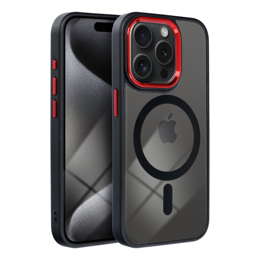 COLOR EDGE MAG COVER case compatible with MagSafe for IPHONE 15 Plus black red