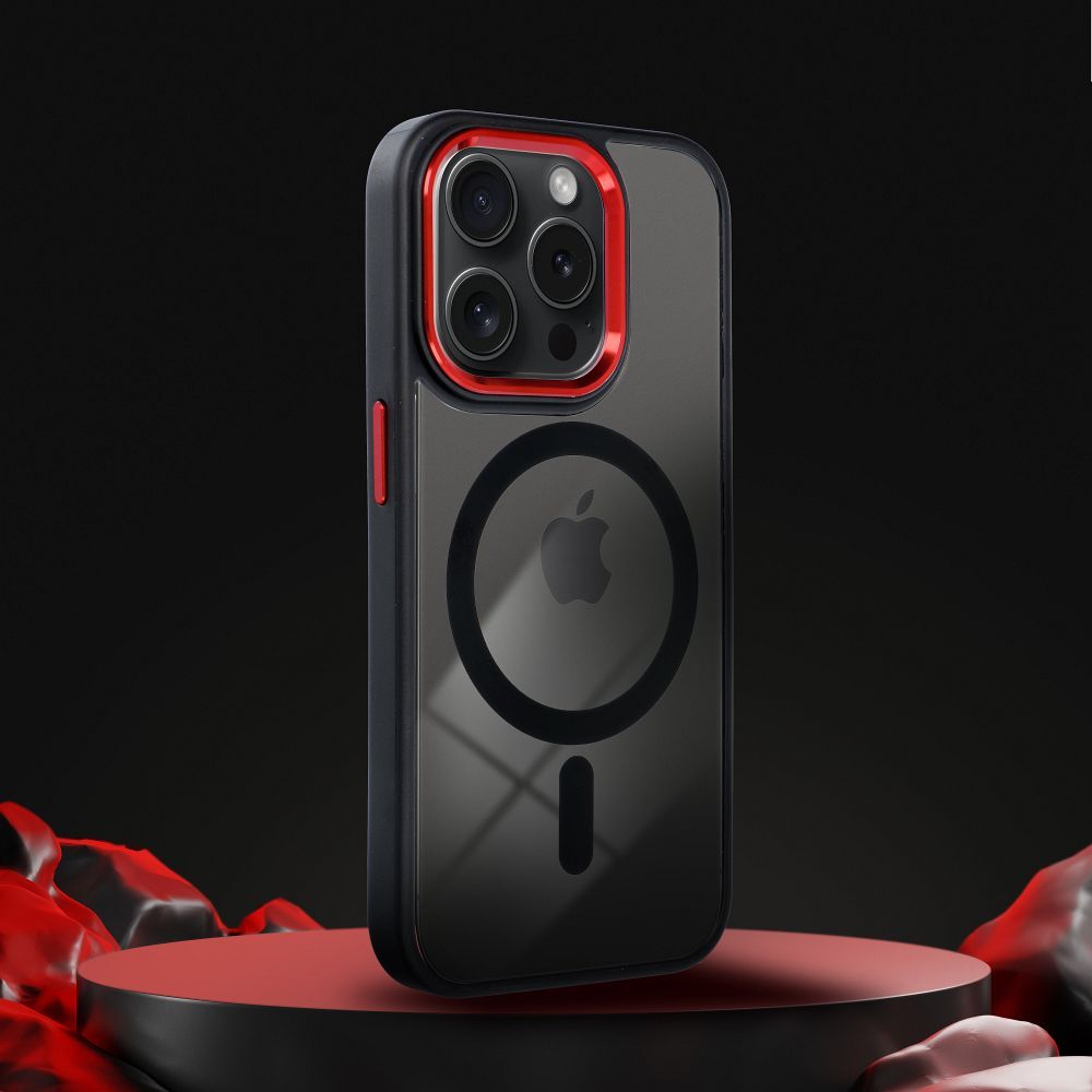 COLOR EDGE MAG COVER case compatible with MagSafe for IPHONE 15 Plus black red