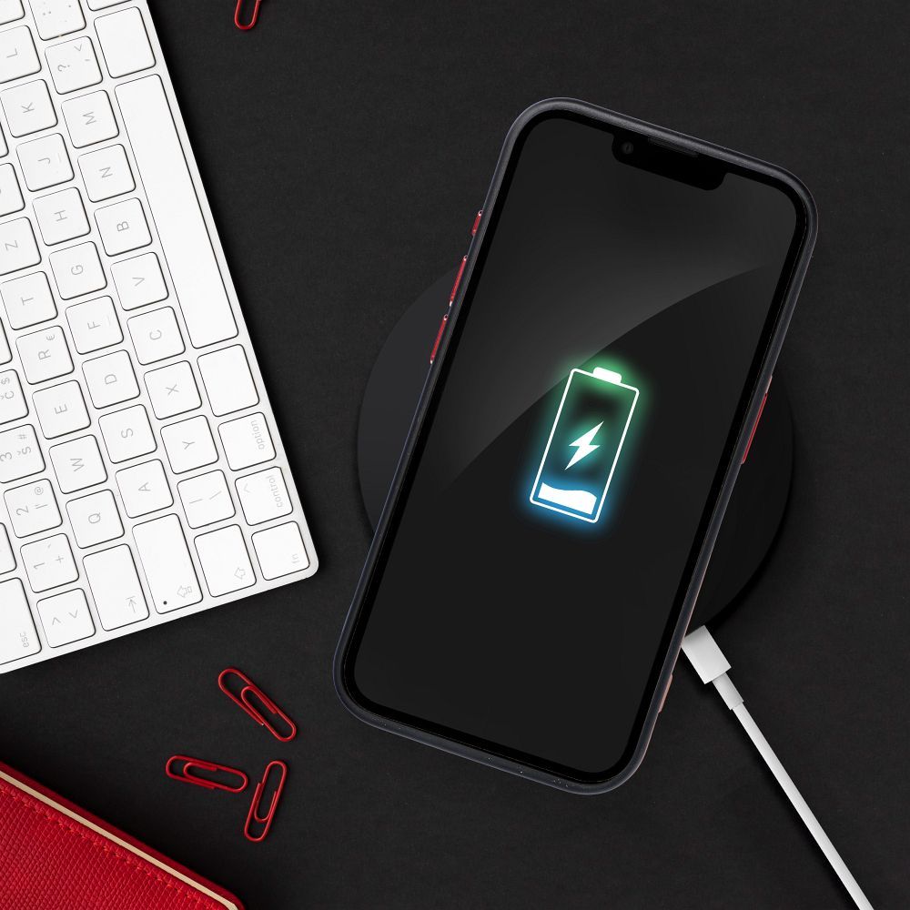 COLOR EDGE MAG COVER case compatible with MagSafe for IPHONE 15 Plus black red