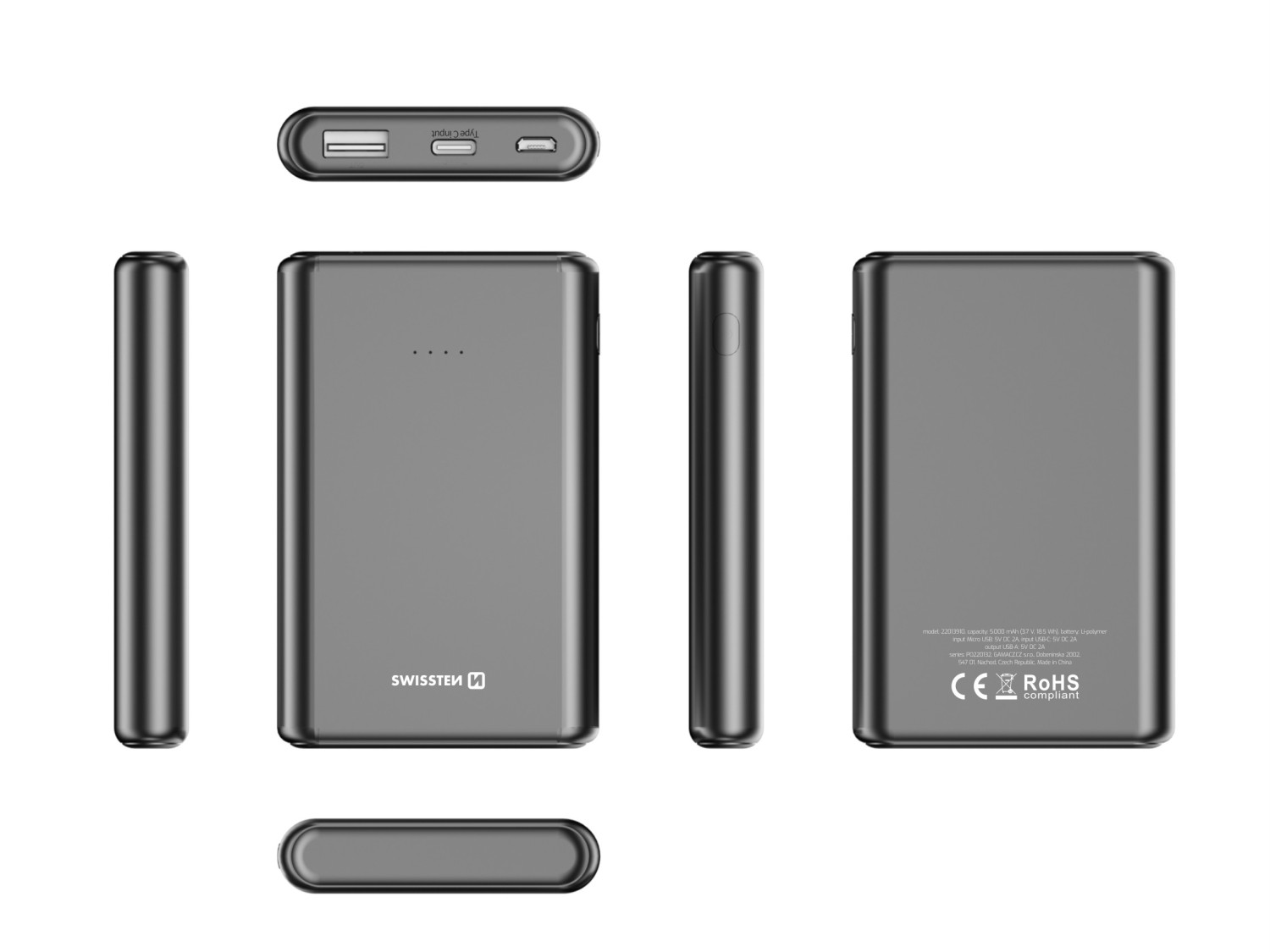 Swissten Power Line 5000 mAh 10W černá