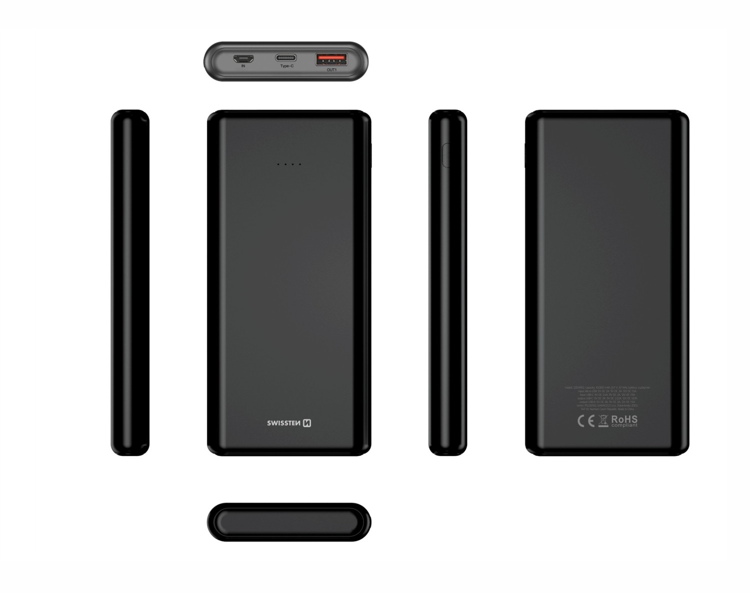 Swissten Power Line 10000 mAh 20W černá