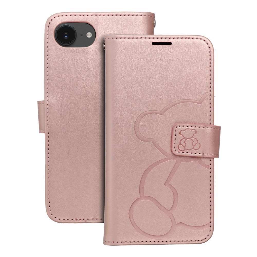 MEZZO Book case for IPHONE 16e (SE 4 2025) teddy bear rose gold