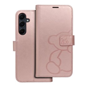 Flipové púzdro MEZZO Book case pre Samsung Galaxy A55 5G, teddy bear rose gold