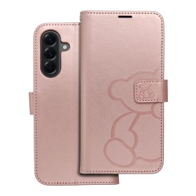 Flipové púzdro MEZZO Book case pre Samsung Galaxy A56 5G, teddy bear rose gold