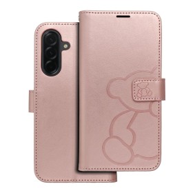 Flipové púzdro MEZZO Book case pre Samsung Galaxy S25 Edge, teddy bear rose gold