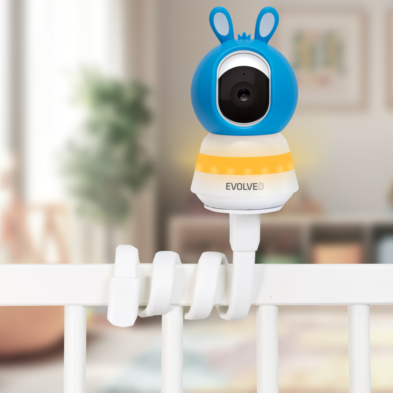 Evolveo Baby Monitor N5 - Set videochůvičky s 360° dohledem, obousměrnou komunikací a ukolébavkami, modrá