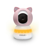Evolveo Baby Monitor N5 - Set videochůvičky s 360° dohledem, obousměrnou komunikací a ukolébavkami, růžová