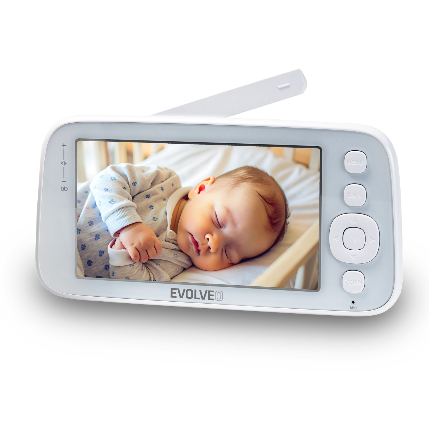 Evolveo Baby Monitor N5 - Set videochůvičky s 360° dohledem, obousměrnou komunikací a ukolébavkami, růžová
