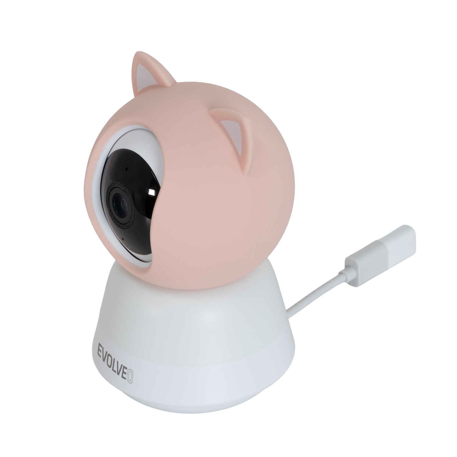 Evolveo Baby Monitor N5 - Set videochůvičky s 360° dohledem, obousměrnou komunikací a ukolébavkami, růžová